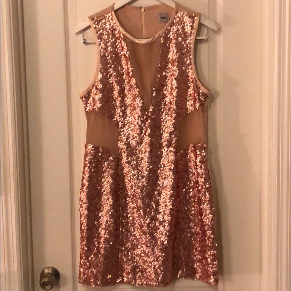 Rose Gold Sequin & Cut Out Dress